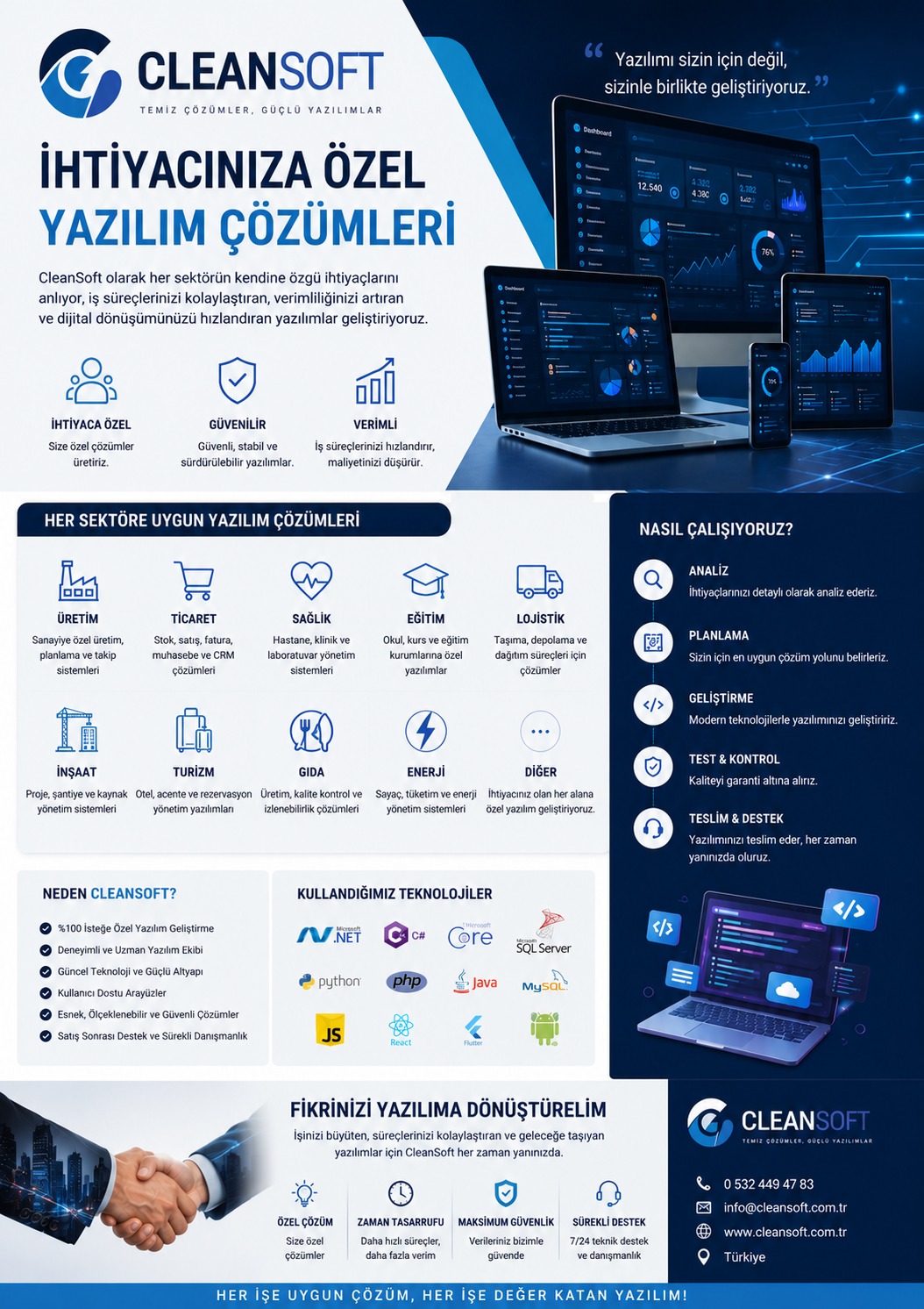 CleanSoft ihtiyaca özel yazılım çözümleri görseli