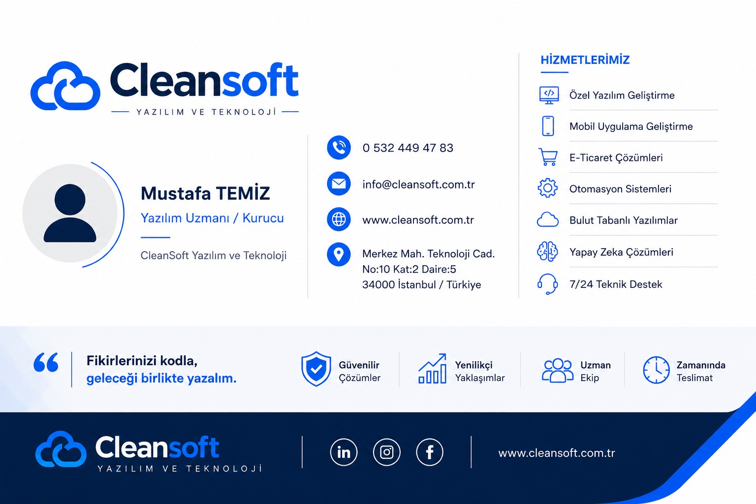 CleanSoft iletişim ve hizmet bilgileri